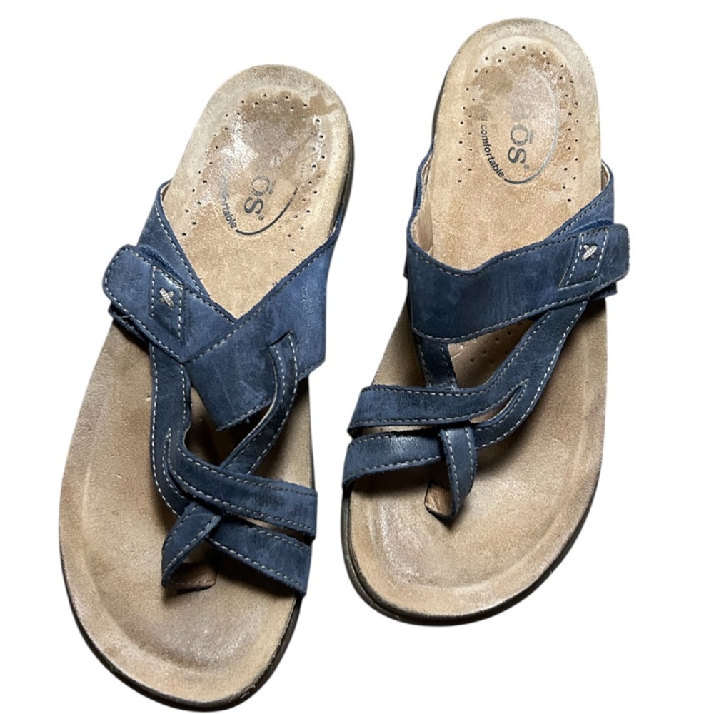 TAOS FOOTWEAR BLUE PERFECT LEATHER COMFY SANDALS SIZE 7 - Picture 2 of 5